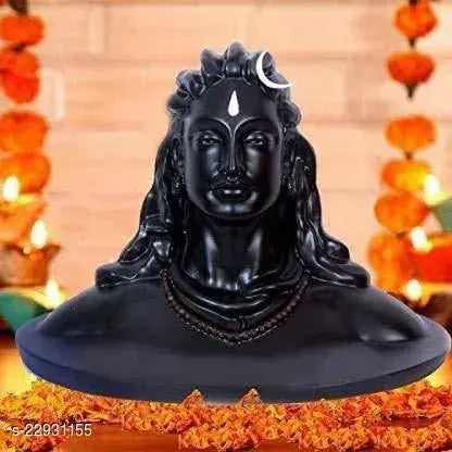 Lord Adiyogi Shiva Idol Statue for Car Dashboard Decor/Gift Item | Figurines & God Idol Decorative Showpiece (Black)| Size 15.24 X 11.43 X 10.16 cm
